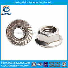 Aço inoxidável 304 serrilhada porca flange hex